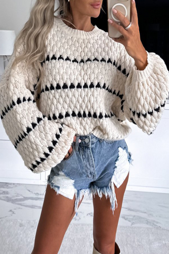 Stilla | Lækker Sweater Med Rund Halsudskæring Af Stribet Materiale