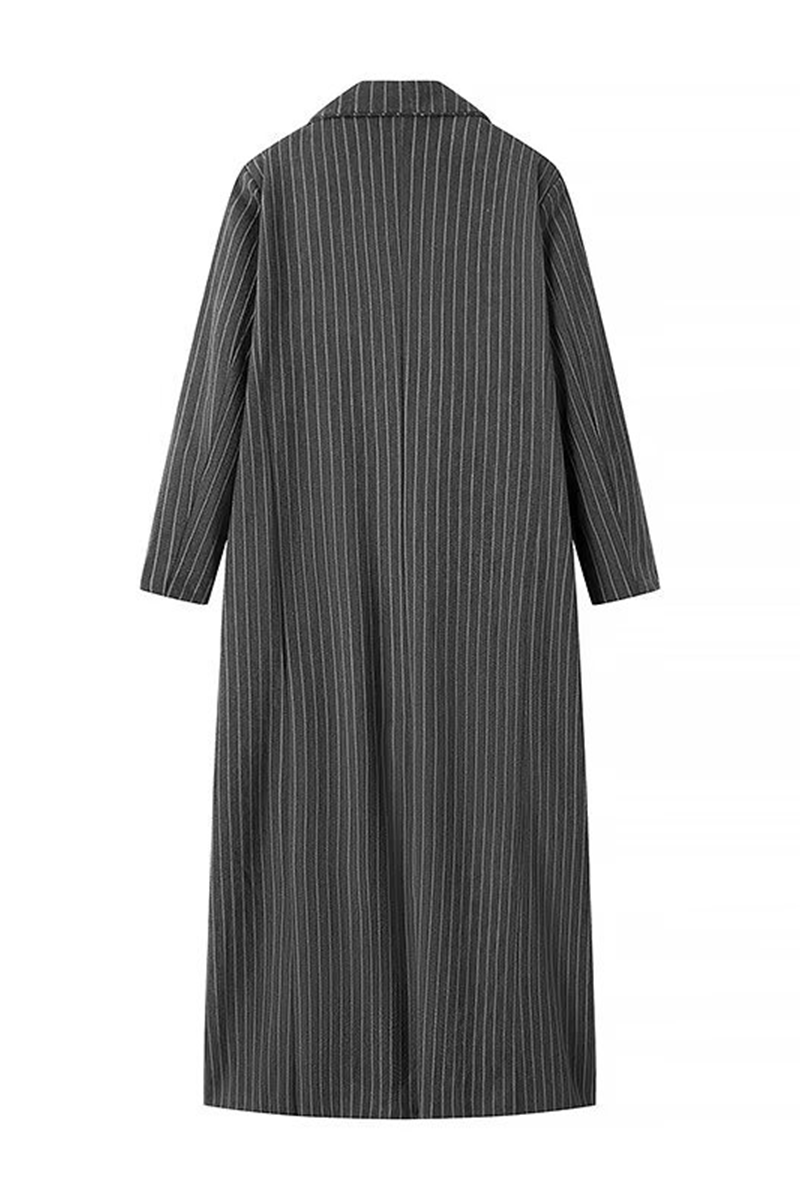 Stilla | Casual Outerwear Med Striber og Lommer Patchwork og Omslået Krave
