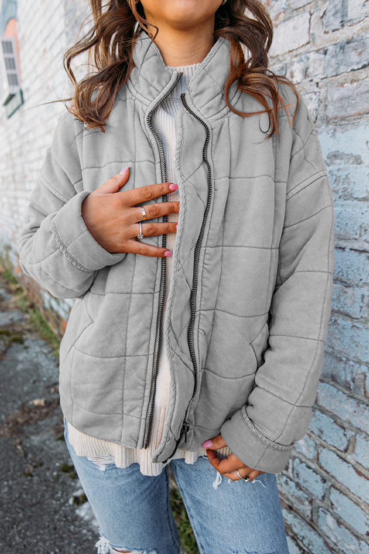 Stilla | Classy Patchwork Udetøj Med Lynlås og Ståkrave