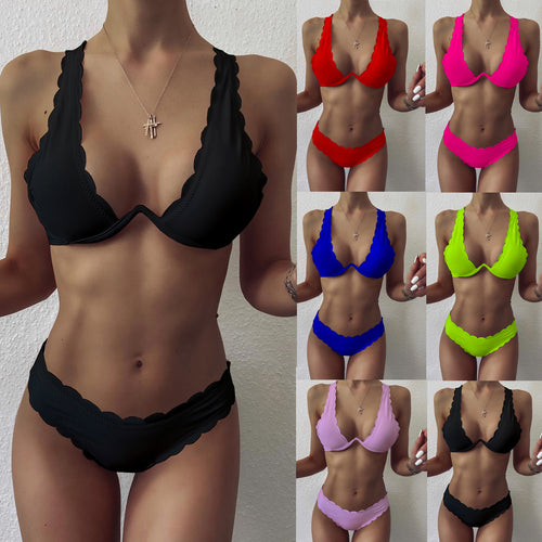Dame Triangel-Bikini med legende bølgemønster Stilla