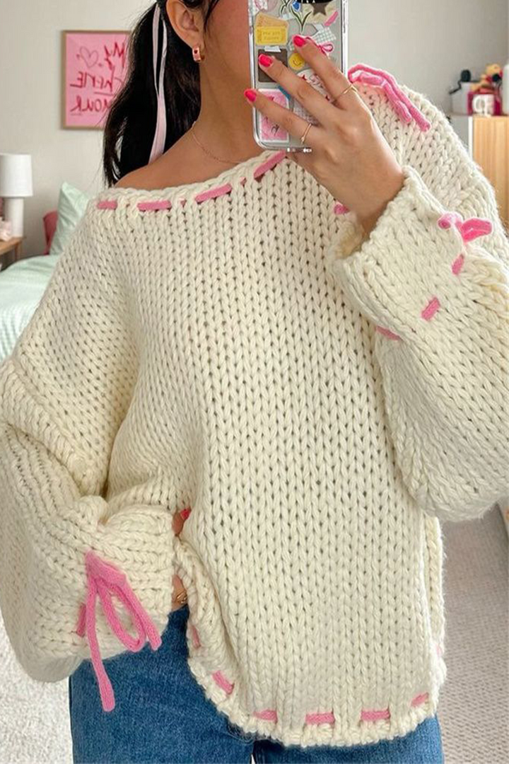 Stilla | Casual sweater med snor og rund halsudskæring
