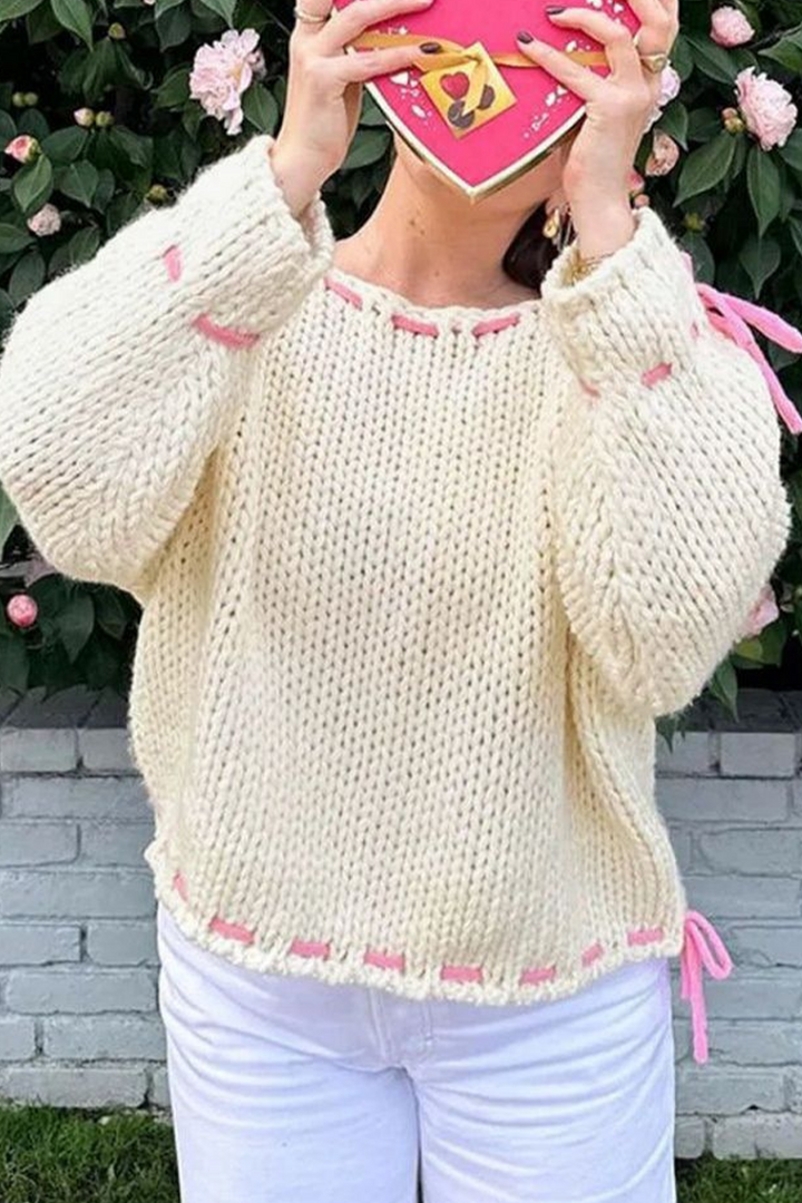 Stilla | Casual sweater med snor og rund halsudskæring