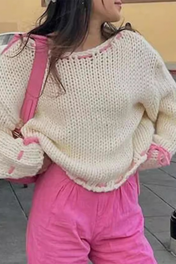 Stilla | Casual sweater med snor og rund halsudskæring