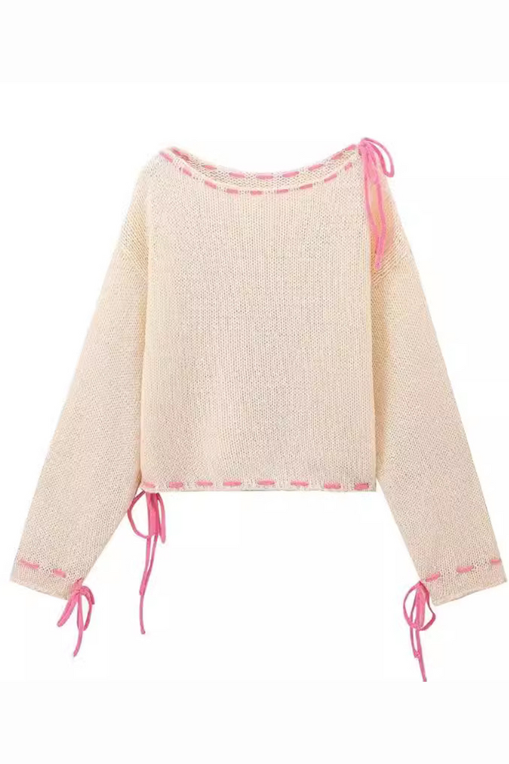 Stilla | Casual sweater med snor og rund halsudskæring