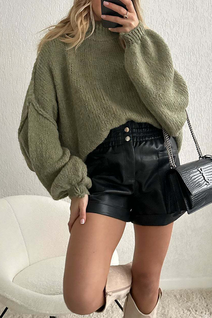 Stilla | Lækker Sweater Med Rullekrave Af Vævet Patchwork Til Hverdagen