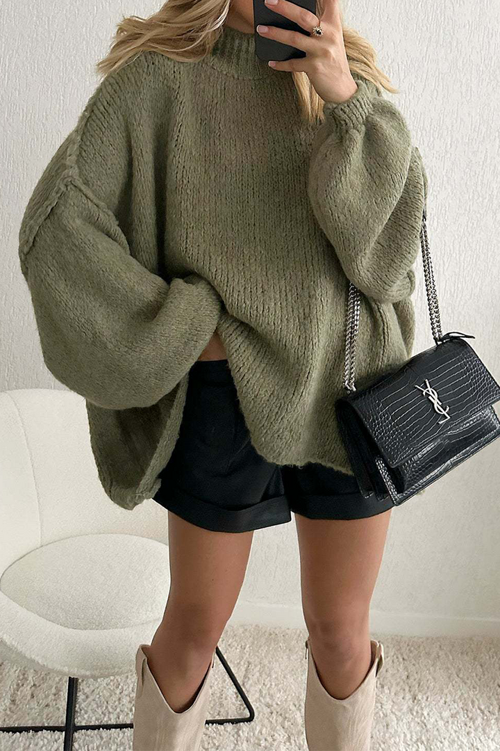 Stilla | Lækker Sweater Med Rullekrave Af Vævet Patchwork Til Hverdagen