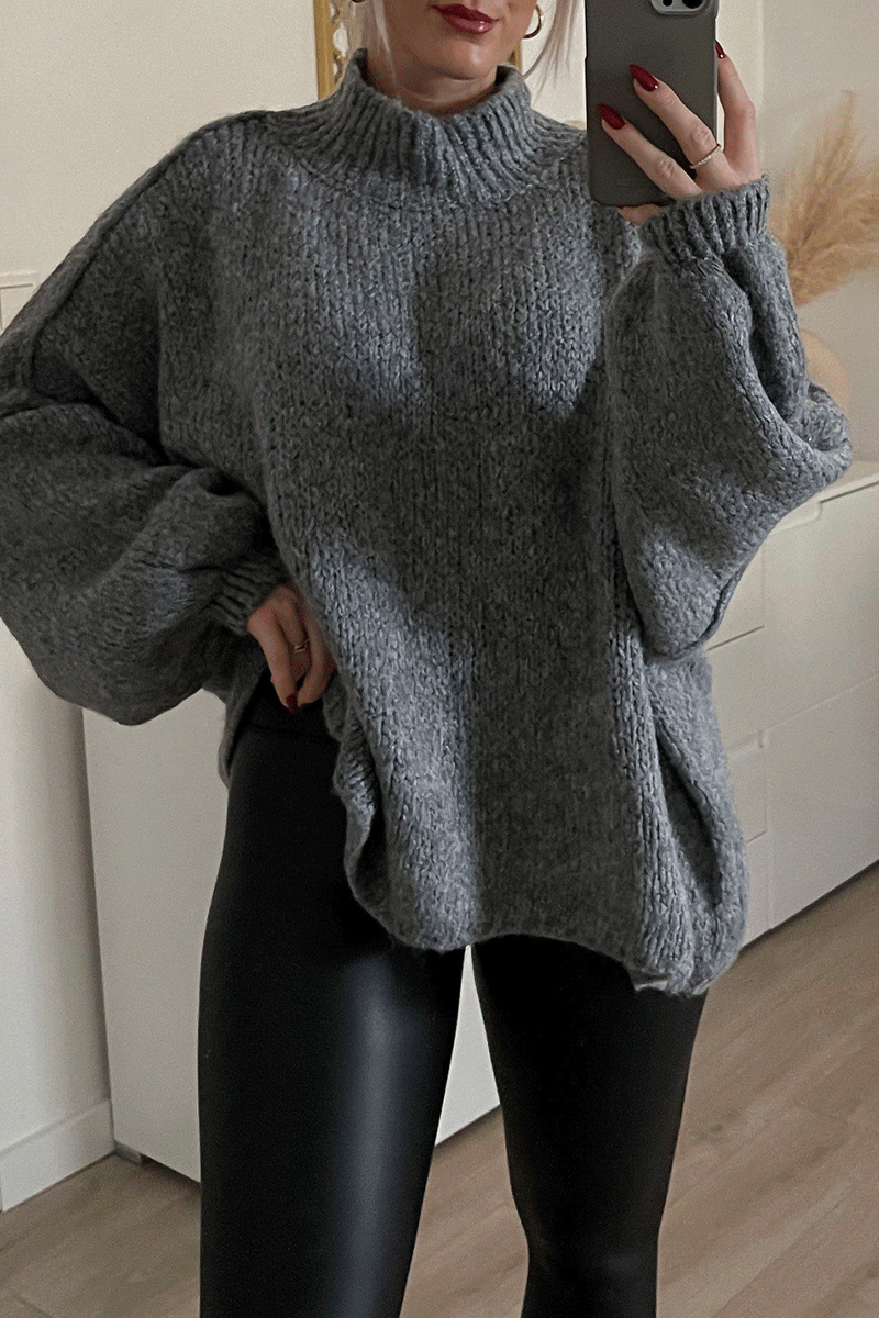 Stilla | Lækker Sweater Med Rullekrave Af Vævet Patchwork Til Hverdagen
