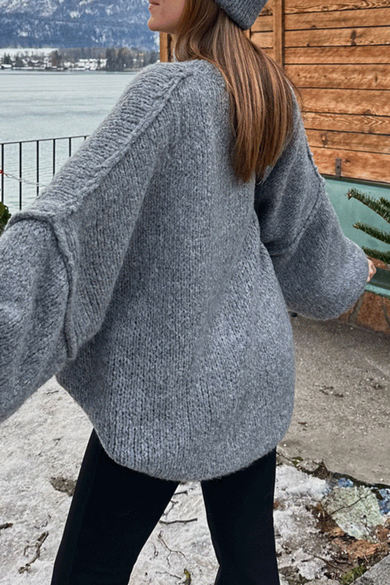 Stilla | Lækker Sweater Med Rullekrave Af Vævet Patchwork Til Hverdagen