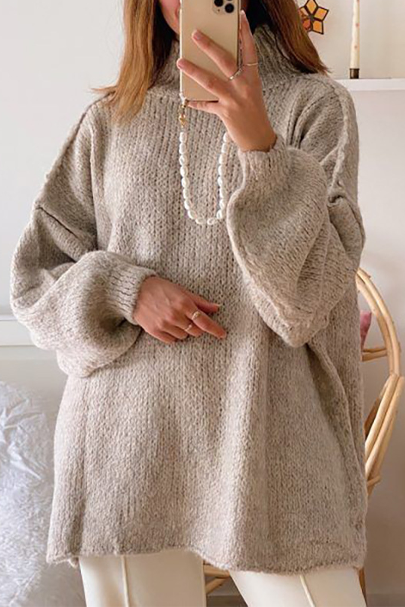 Stilla | Lækker Sweater Med Rullekrave Af Vævet Patchwork Til Hverdagen