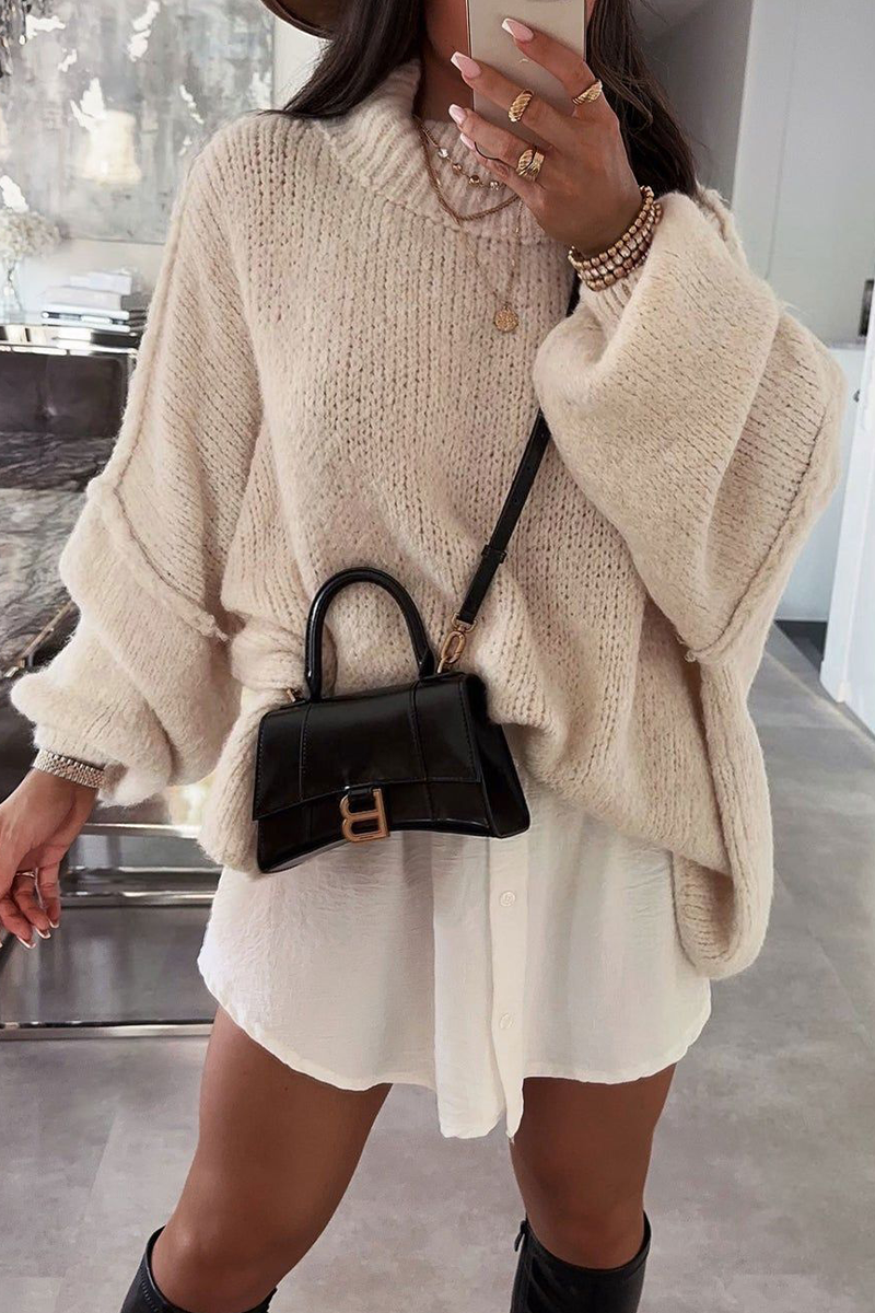 Stilla | Lækker Sweater Med Rullekrave Af Vævet Patchwork Til Hverdagen