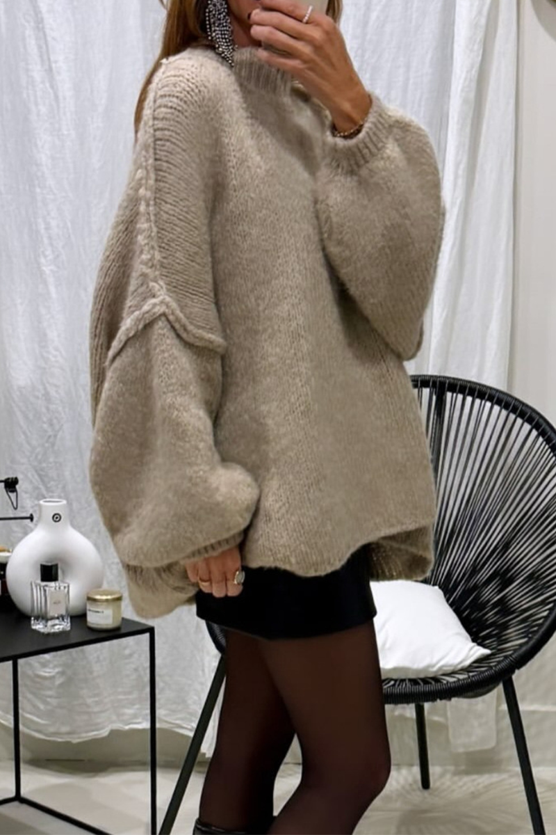 Stilla | Lækker Sweater Med Rullekrave Af Vævet Patchwork Til Hverdagen