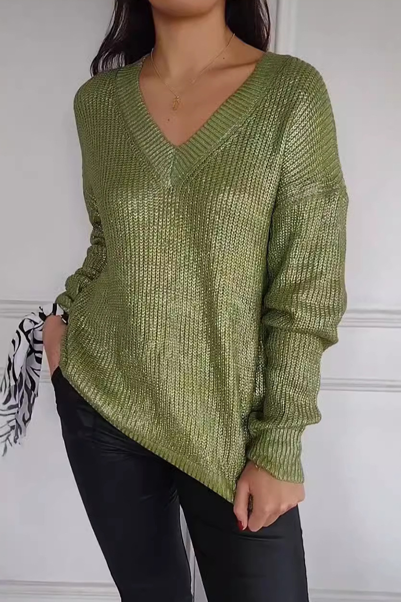 Stilla | Casual Patchwork Sweater Med V-Udskæring Til Hverdagen