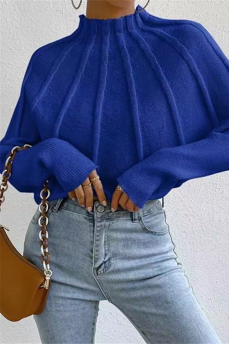 Stilla | Løs Pullover Med Halv Rullekrave Af Vævet Patchwork Til Hverdagen