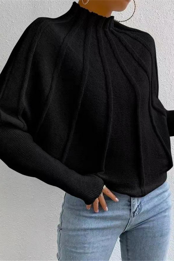 Stilla | Løs Pullover Med Halv Rullekrave Af Vævet Patchwork Til Hverdagen