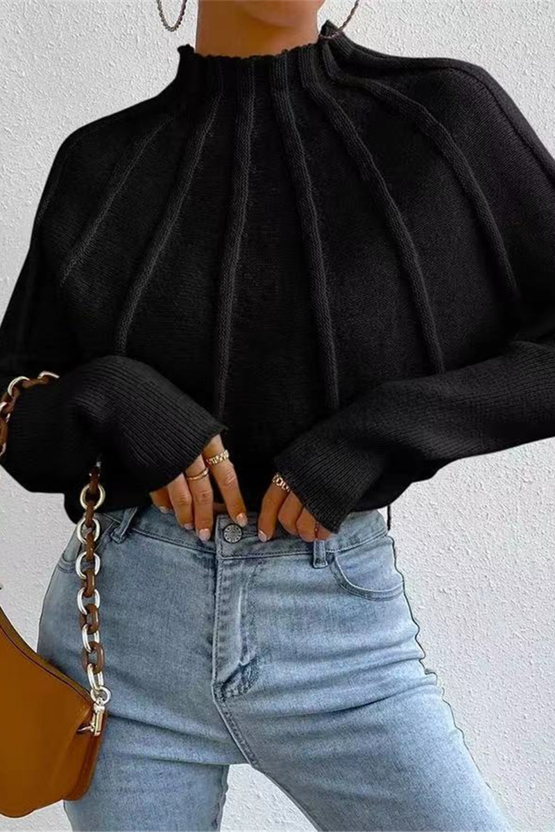 Stilla | Løs Pullover Med Halv Rullekrave Af Vævet Patchwork Til Hverdagen