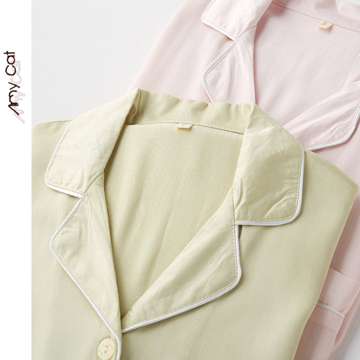 Dame højkvalitets satin pyjamas sæt med elegante detaljer og behagelig pasform Stilla