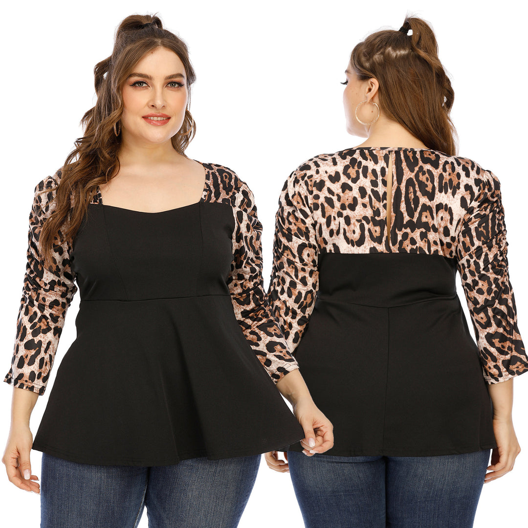 Dame bluse top med moderigtig leopardprint og svingende snit Stilla