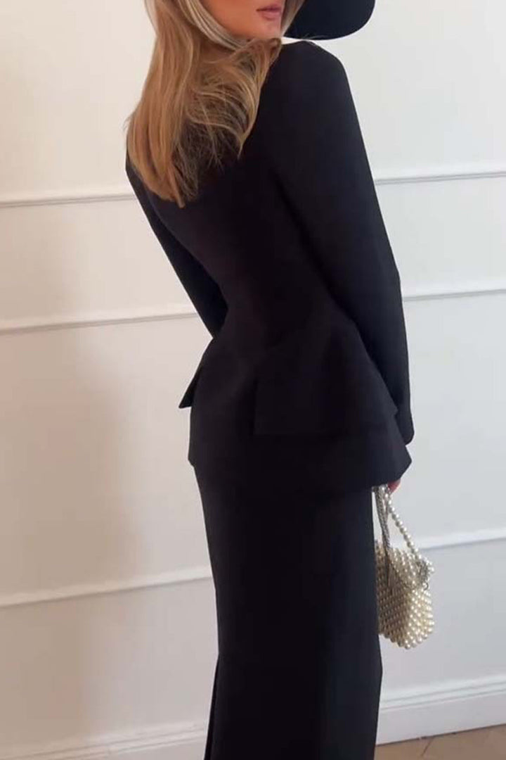 Stilla | Elegante Knapper, Flæser, Quadrat Udsnit, Lange Ærmer, To Dele