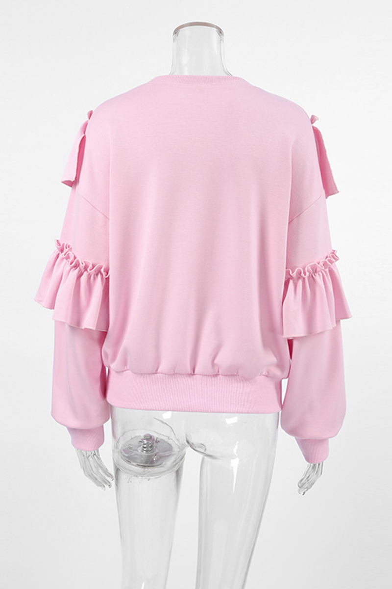 Stilla | Ensfarvet Casual Sweatshirts Med Rynker og Rund Halsudskæring