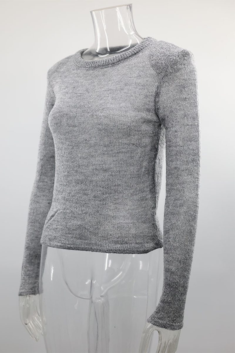 Stilla | Ensfarvet Transparent Rundhalset Top Afslappet