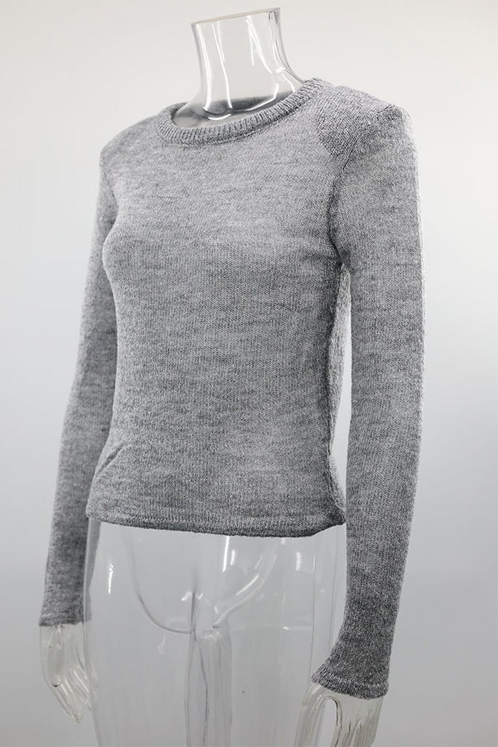 Stilla | Ensfarvet Transparent Rundhalset Top Afslappet