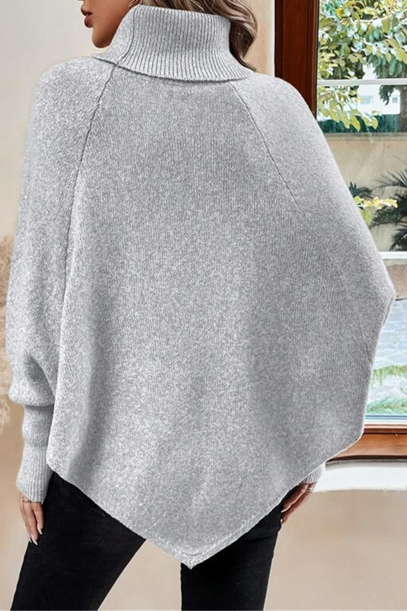 Stilla | Læderlig Rullekravepullover Med Knapper og Vevet Mønster