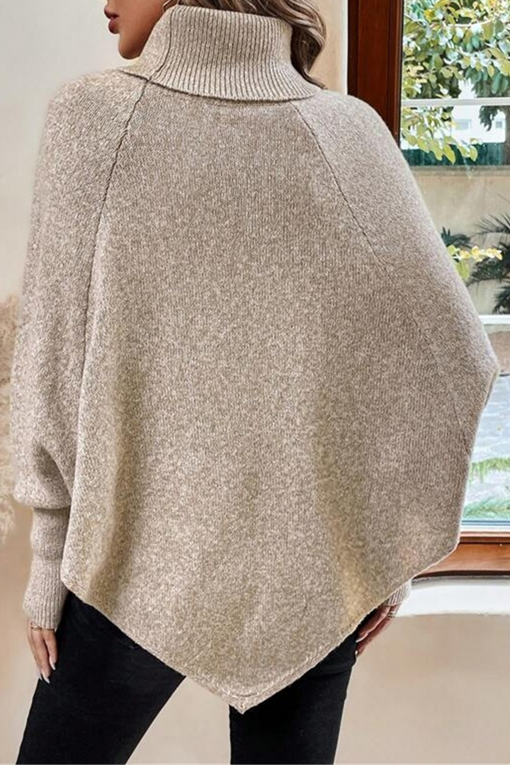 Stilla | Læderlig Rullekravepullover Med Knapper og Vevet Mønster