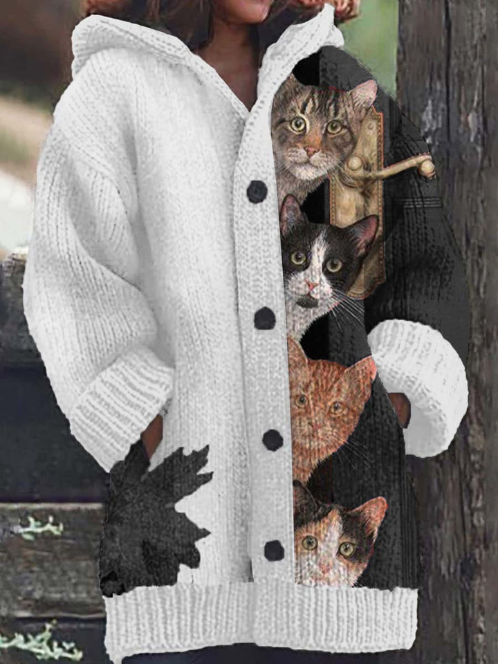 Stilla | Hoodie med et sjovt katteprint til kvinder