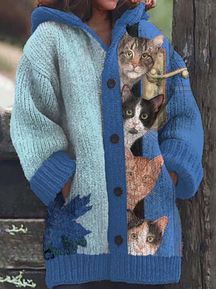 Stilla | Hoodie med et sjovt katteprint til kvinder