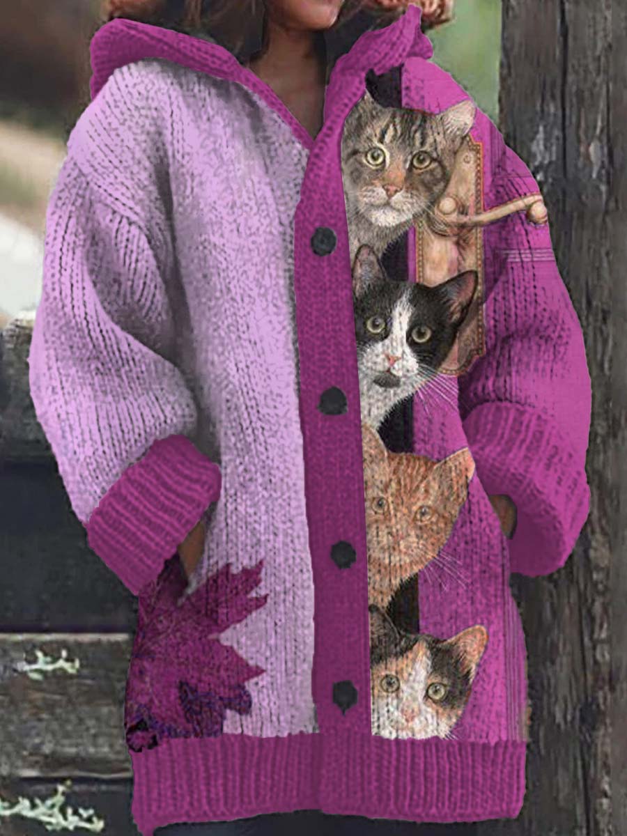 Stilla | Hoodie med et sjovt katteprint til kvinder