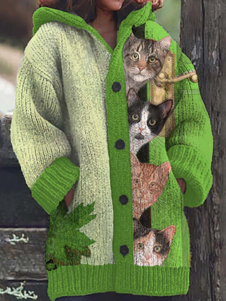 Stilla | Hoodie med et sjovt katteprint til kvinder