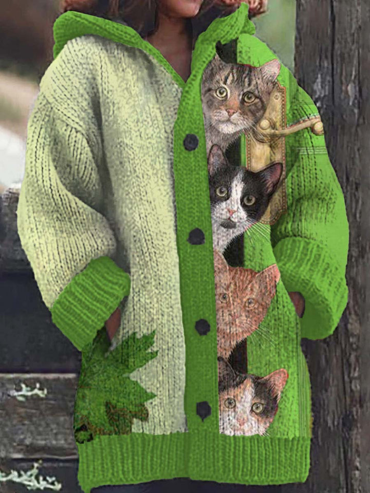Stilla | Hoodie med et sjovt katteprint til kvinder