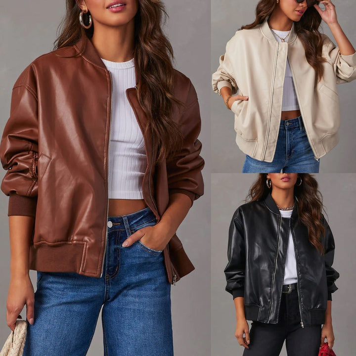Stilla | Læder-Baseballjakke med Retro- Flair