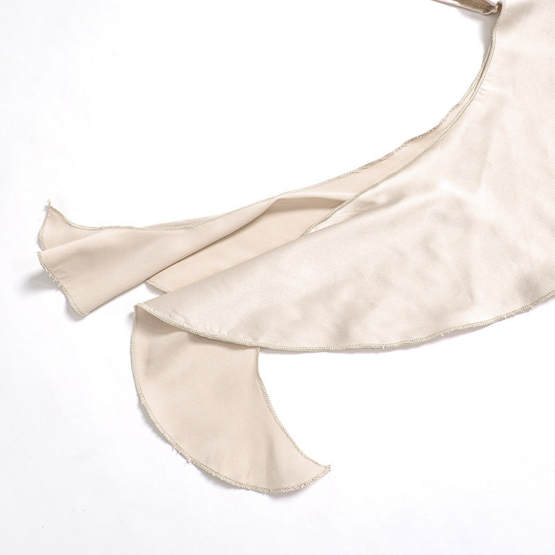 Stilla | Kort, Tætsiddende Satin Kjole til Kvinder, Aftenkjole med Stropper, Asymmetrisk, Skulderfri Design, Forår