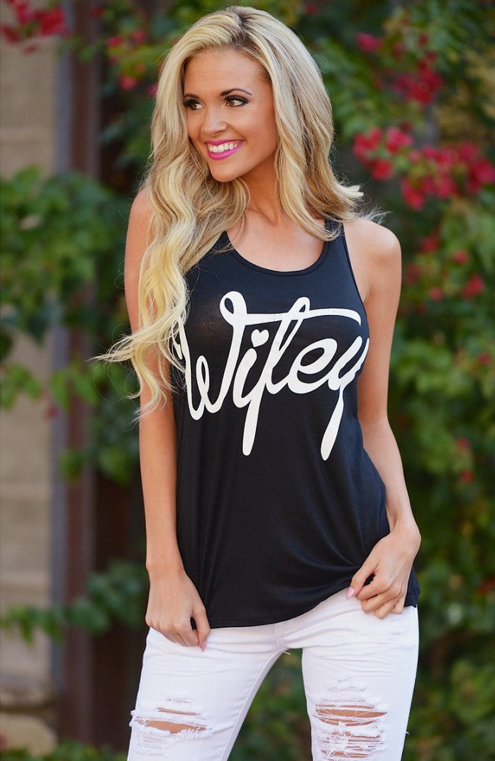 Kvinders tanktop med trendy tekst Stilla