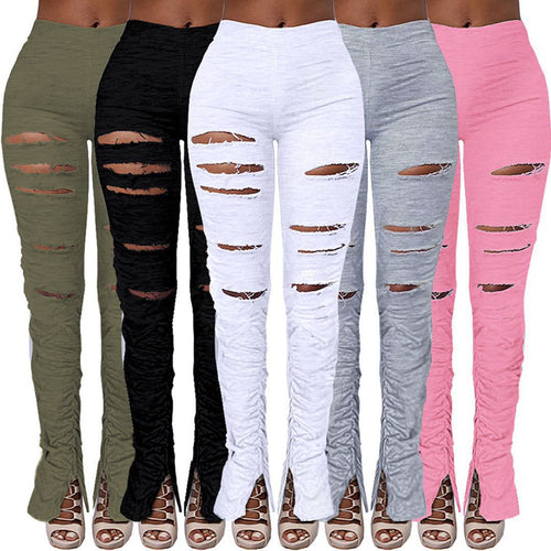 Damer trendy høj talje bukser med ribdetaljer og iøjnefaldende cut-outs Stilla