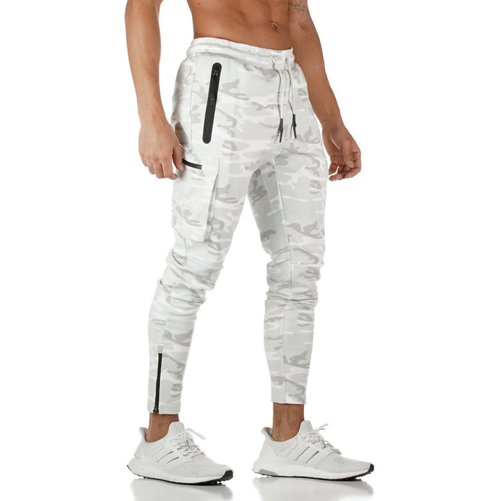 Herren Slim-Fit Cargo-Sweatpants med sidelomme med lynlåse Stilla
