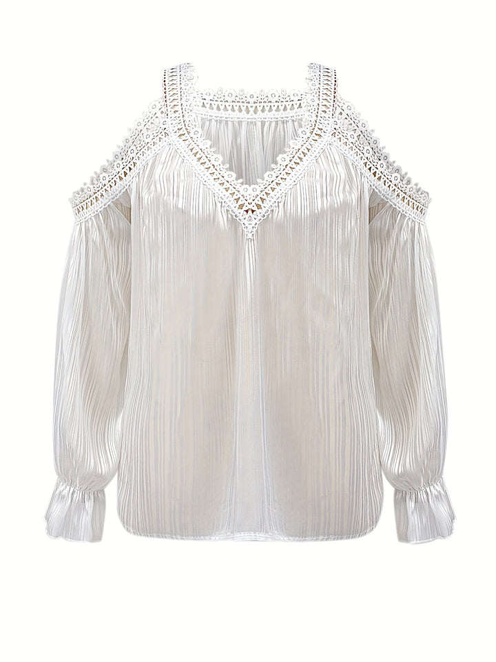 Stilla | Draperet Bluse Med Blondekant