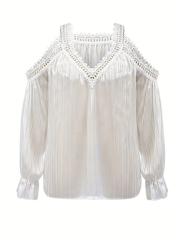 Stilla | Draperet Bluse Med Blondekant