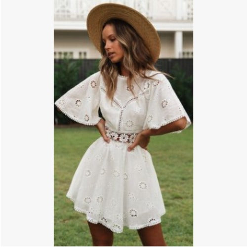 Kvinde Besticket Boho Mini Kjole Stilla