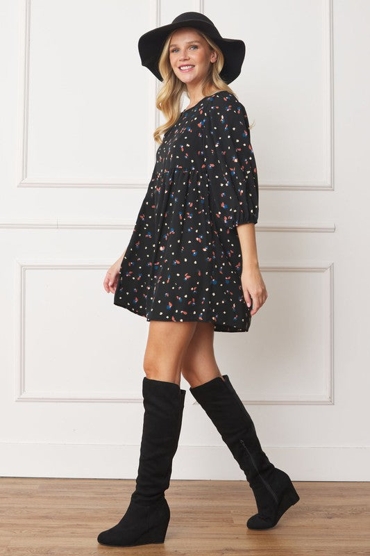 Stilla | Polka Dot Biskop Ærme Mini Kjole