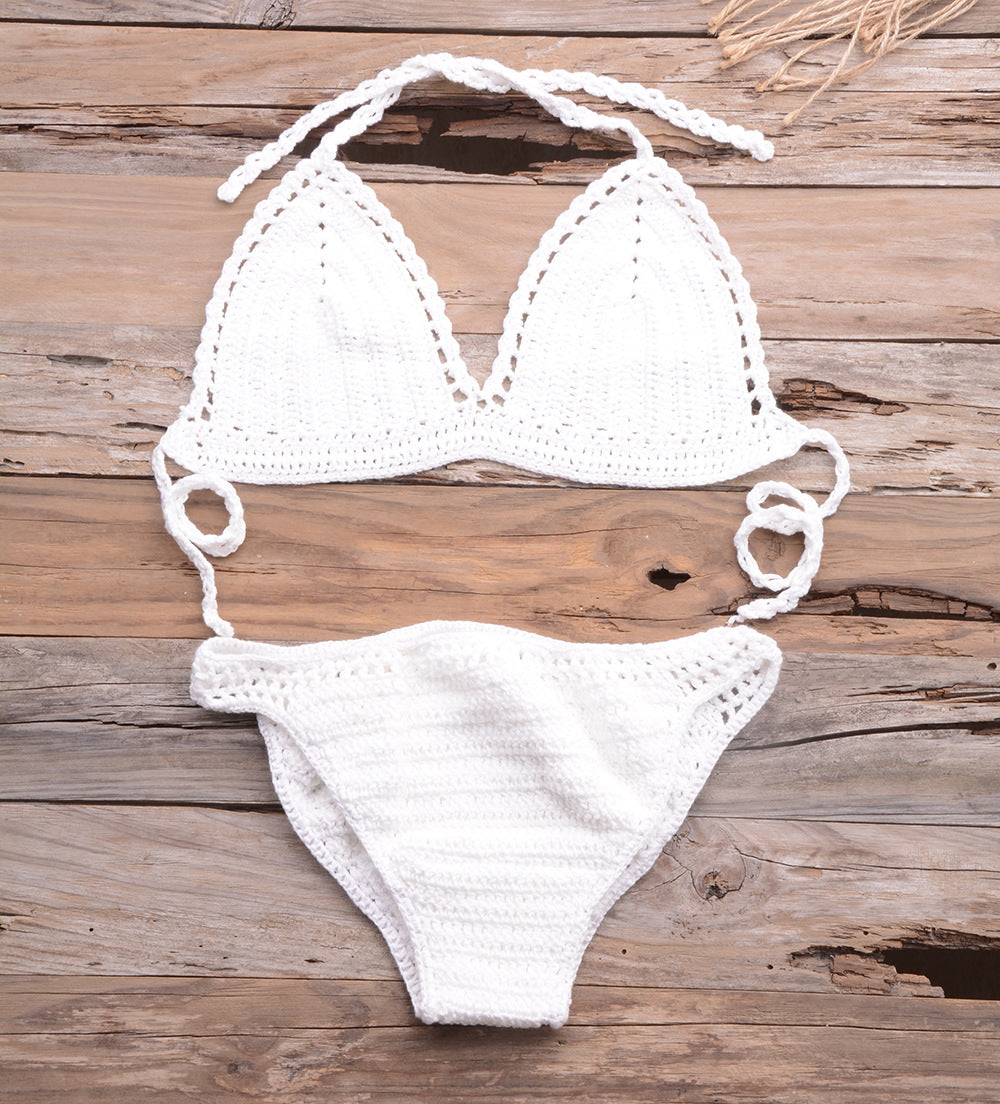 Dame hæklede bikini-sæt med justerbare stropper og struktureret Maske Stilla
