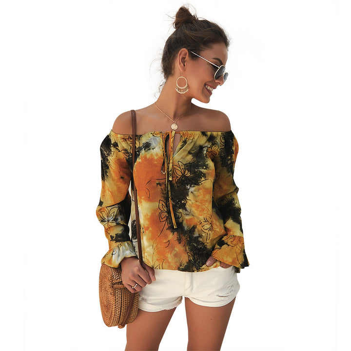 Dame Off-Shoulder Bluse med blomsterprint og flæsedetaljer Stilla