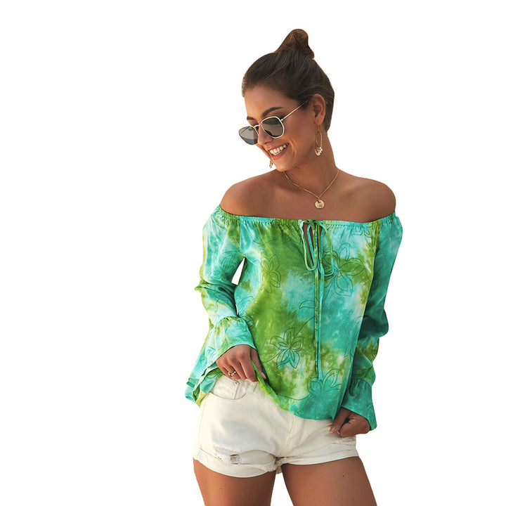 Dame Off-Shoulder Bluse med blomsterprint og flæsedetaljer Stilla