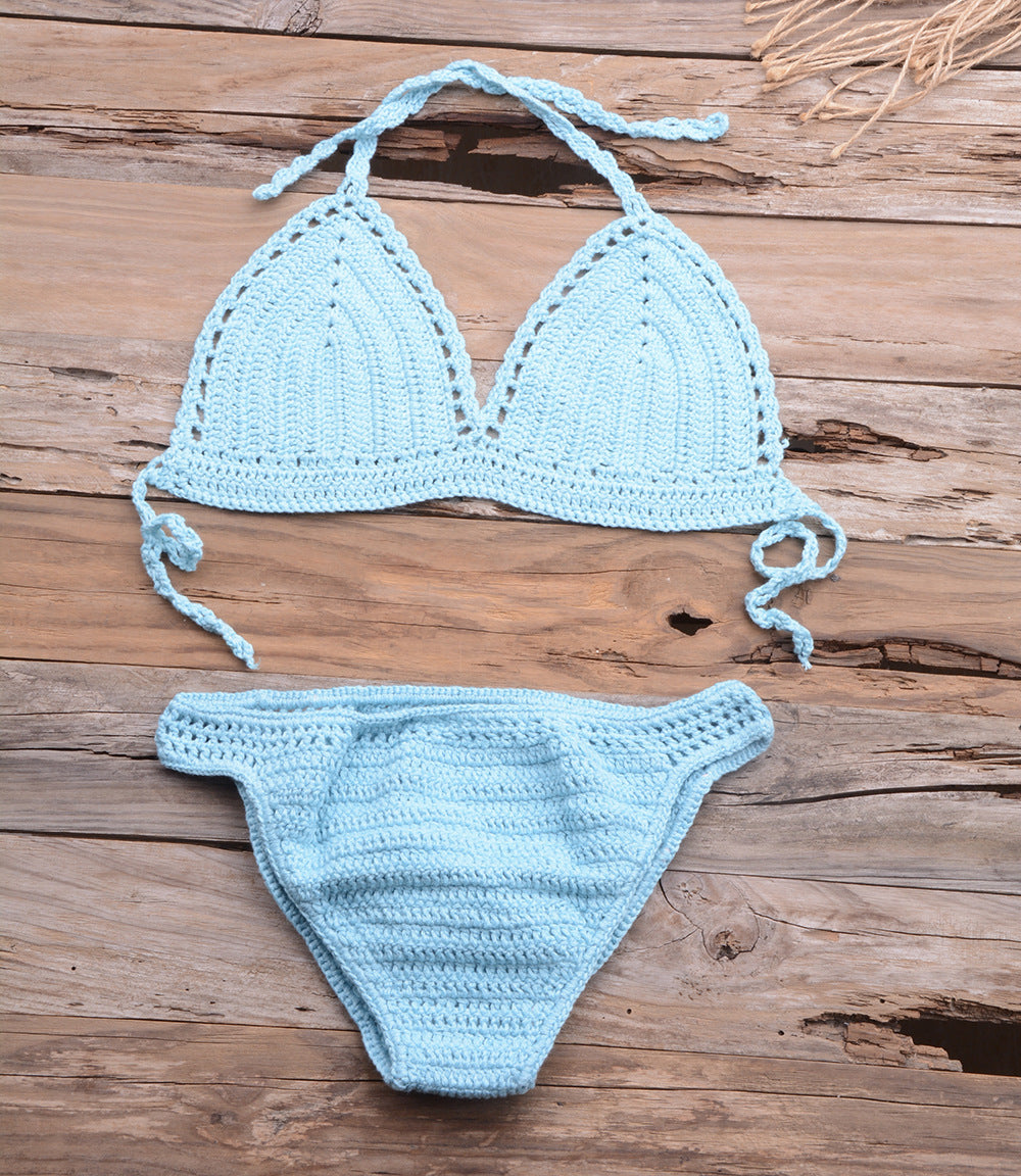 Dame hæklede bikini-sæt med justerbare stropper og struktureret Maske Stilla