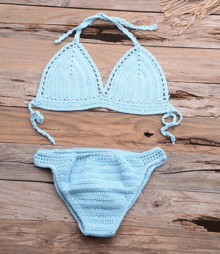 Dame hæklede bikini-sæt med justerbare stropper og struktureret Maske Stilla