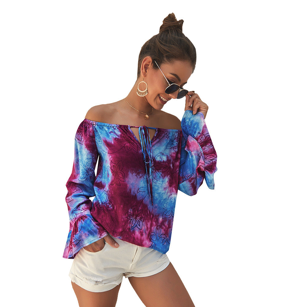 Dame Off-Shoulder Bluse med blomsterprint og flæsedetaljer Stilla