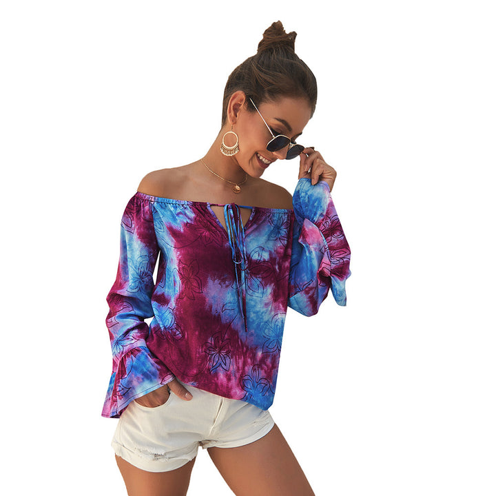 Dame Off-Shoulder Bluse med blomsterprint og flæsedetaljer Stilla