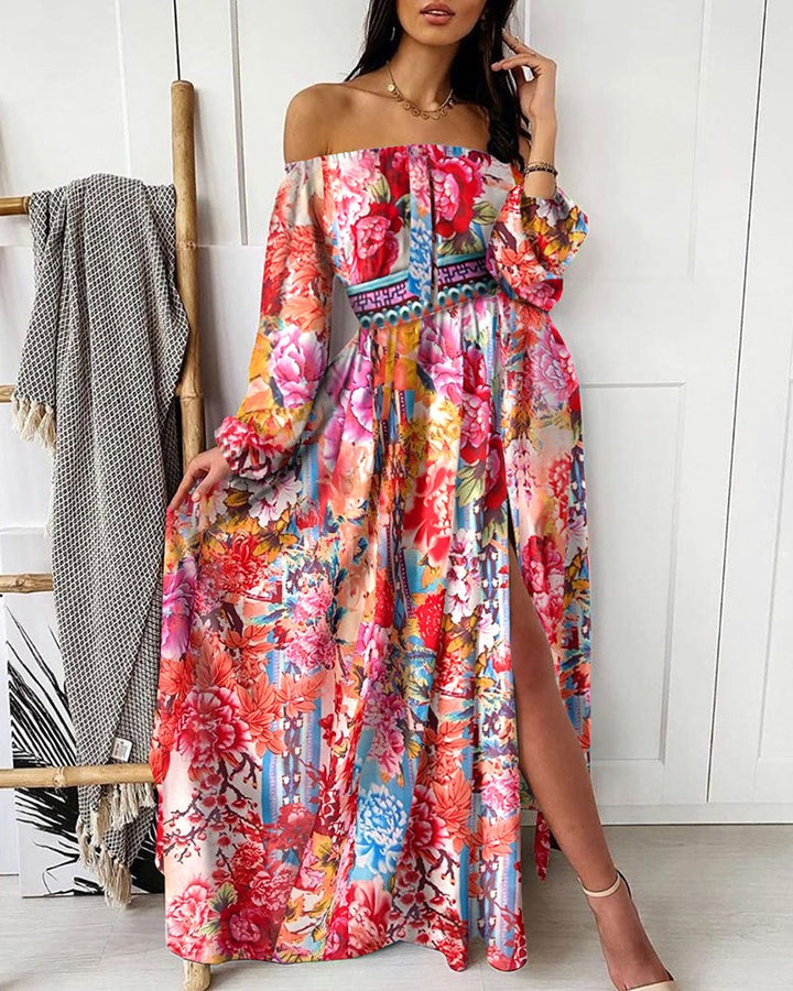 Dame Elegant Maxikjole med Off-Shoulder og høj slids Stilla