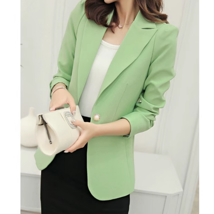 Stilla | Elegant Dame Blazer Med Knaplukning Ned Til Anklen